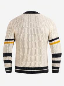 Nam Sọc trang trí Xoắn Dan Áo len - trắng - Xem 2