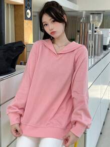 DAZY Solid Raglan Sleeve Hoodie,Fall Clothes Sweatshirt - Pink - View 5