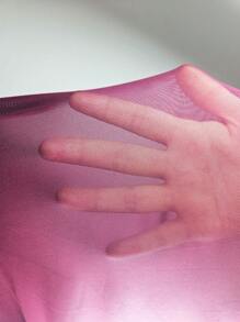 Contrast Lace Appliques Detail Mesh Cami Nightdress - Burgundy - View 7