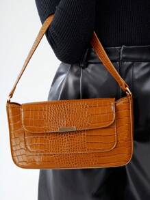 BizChic Crocodile-patterned Women's Flip Cover Shoulder Bag - Brown - View 2