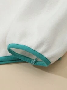 SHEIN Unity 女式撞色字母刺绣半拉链套头衫 - 白色 - 查看 3