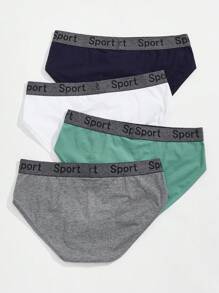 Shein Underwear&Sleepwear Basics Hombres 4 piezas Calzoncillos de cintura con cinta con letra