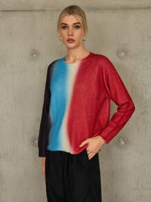 SHEIN Essnce Color Block Raglan Sleeve Sweater - Multicolor - View 3