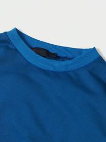 RueChic Men Solid Drop Shoulder Sweatshirt - Blue - View 3