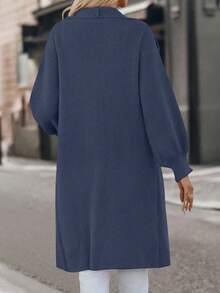 SHEIN LUNE Waterfall Collar Drop Shoulder Cardigan - Royal Blue - View 2