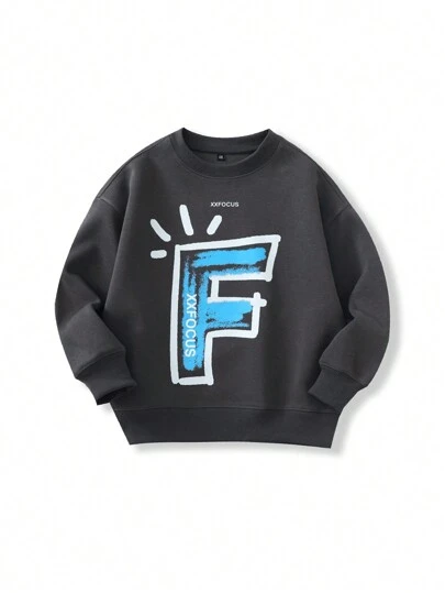 Chico preadolescente Sudadera con estampado de letra