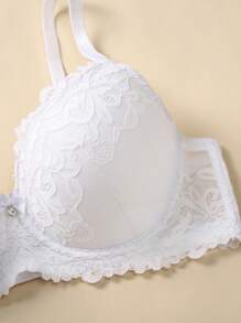 Sujetador De Encaje Floral Con Aros - Blanco - Ver 7