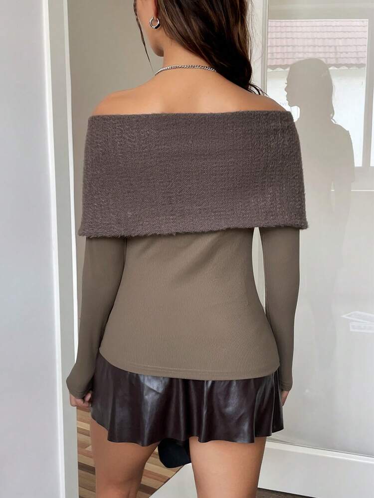 Off Shoulder Asymmetrical Hem Tee