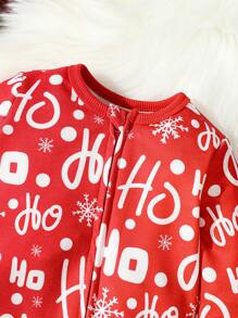 SHEIN Baby Boy Letter Print Button Front Jumpsuit - Multicolor - View 4