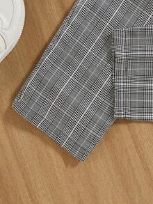 SHEIN Tween Boy Mock Neck Textured Knit Sweatshirt & Plaid Pants - Black - View 6