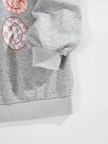 SHEIN EZwear Plus Expression Print Drop Shoulder Sweatshirt - Grey - View 4