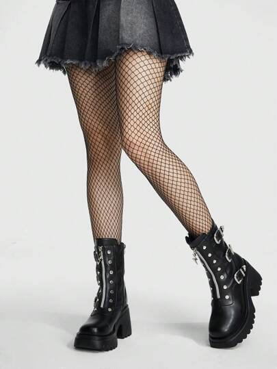 ROMWE Fairycore 2pairs Women Minimalist Fishnet Tights