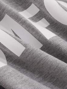 DAZY Slogan Graphic Drop Shoulder Slit Hem Tee Lounge Dress - Grey - View 7