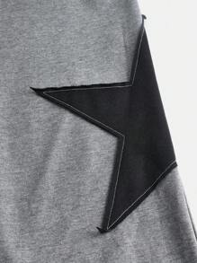 Leap Crew Teen Girl Knitted Patchwork Star & Badge Print Wide Leg Track Pants - Grey - View 5