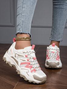 Women's Beige Lace Up Lightweight Breathable Outdoor Hiking Shoes - Beige - View 7