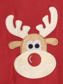 SHEIN 男嬰聖誕圖案連身褲&帽 - 紅色 - 查看 6