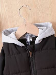 Bimbo monocolore con zip con cappuccio Gilet & Pantaloni sportivi & Felpa