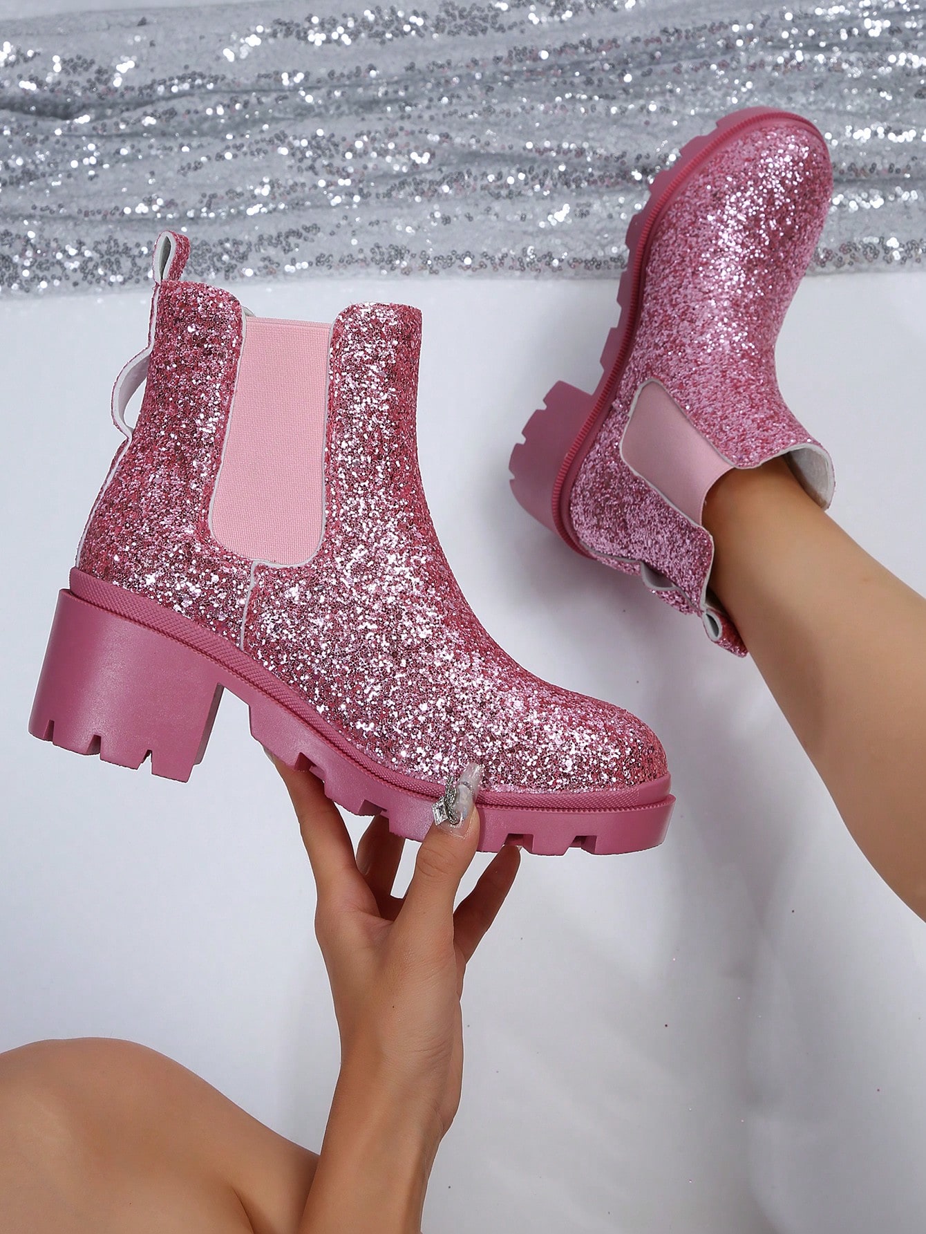 Sequin chelsea boots store