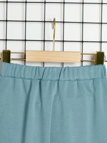 SHEIN Cậu bé Tween Thư được vá Túi nắp bên cạnh Quần thể thao bảo Cargo - Màu xanh lam - Xem 4