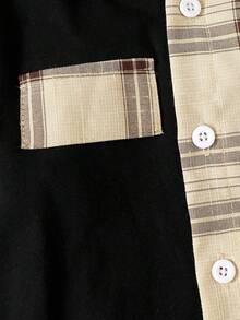 Young Boy Plaid Print Hooded Shirt & Ripped Frayed Jeans - Black - View 5