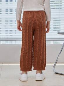 SHEIN Young Girl Cable Knit Pants