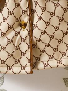 Baby Girl Allover Print Contrast Binding Flap Detail Belted Trench Coat