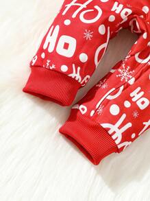 SHEIN Baby Boy Letter Print Button Front Jumpsuit - Multicolor - View 3