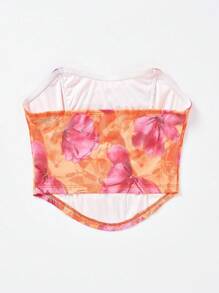 Soleia Tie Dye Curved Hem Ruched Crop Tube Top - Multicolor - View 2