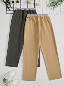 Tween Boy 2pcs Drawstring Waist Straight Leg Pants - Multicolor - View 2