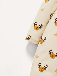 Cozy Pixies Baby Boy Cartoon Graphic Button Front Jumpsuit & Hat - Apricot - View 3