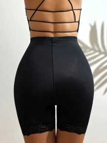 Colorblock Contrast Lace Trim Shapewear Shorts - Multicolor - View 2