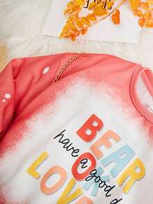 SHEIN Young Girl Slogan Graphic Drop Shoulder Sweatshirt - Pink - View 3