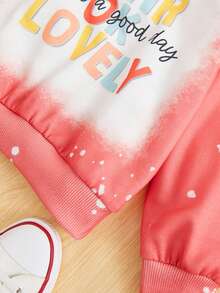 SHEIN Young Girl Slogan Graphic Drop Shoulder Sweatshirt - Pink - View 4