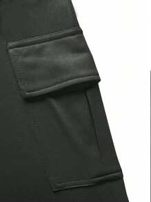 ROMWE MEN Street Life 男式闪电印花抽绳腰部翻盖口袋侧运动裤，学校