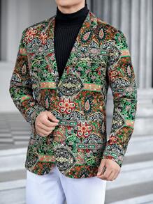 GENTILAND Nam In hoa Paisley Khăn quàng Ngực đơn Áo vest - màu xanh lá - Xem 1