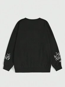 ROMWE Hippie mặt trời & In Nấm Áo nỉ - màu đen - Xem 2