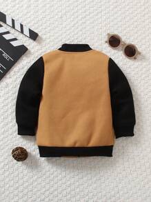 Baby Boy Letter Graphic Two Tone Bomber Jacket - Multicolor - View 2