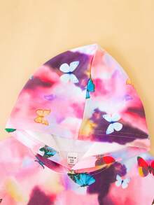 SHEIN 少女扎染蝴蝶印花卫衣 - 紅白色 - 查看 5