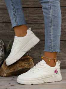 女士厚底鞋ins风轻薄透气内增高运动鞋秋季白底跑步鞋百搭时尚新款运动鞋平底休闲pu皮防震轻便舒适秋冬 - 米色 - 查看 3