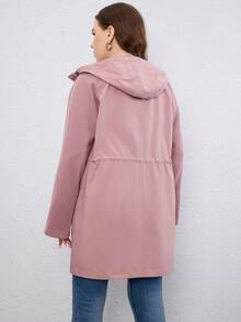 HaiLuoZi 束腰半袖連帽外套 - 粉色 - 查看 2