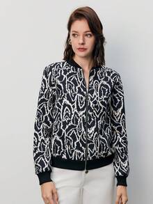 SHEIN Frenchy Allover Print Zip Up Bomber Jacket - Multicolor - View 4