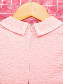 SHEIN Da Ragazze Neonati Abiti collo di Peter Pan dettagli pieghettati dettagli plissettato - Rosa - Visualizzare 5