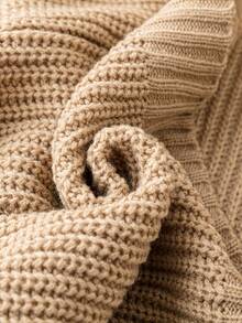 SHEIN LUNE 大码休闲设计开衫 - 駝色 - 查看 5