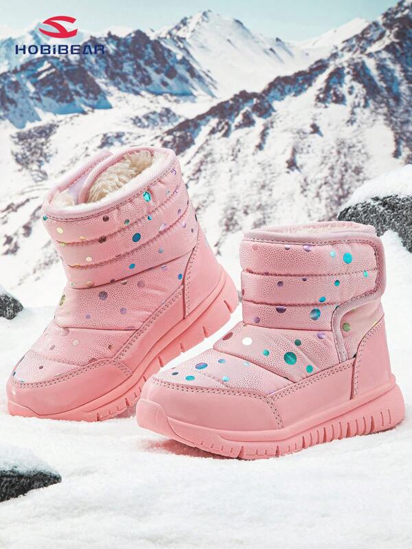 Children Snow Boots, Winter Warm Non-slip Waterproof Baby Shoes, Boys' Girls' Kids Boots With Plush Lining