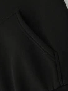 Manfinity EMRG Hombres Capucha con estampado floral con slogan de hombros caídos con cordón - Negro - Ver 3