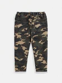 SHEIN 男孩迷彩印花彈性腰帶牛仔褲 - 彩色 - 查看 2
