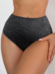 閃粉扭結前夾式比基尼套裝 - 黑色 - 查看 4