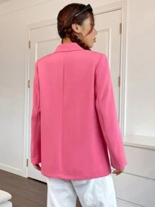 SHEIN Unity 西裝領單排釦西裝外套 - 粉色 - 查看 2