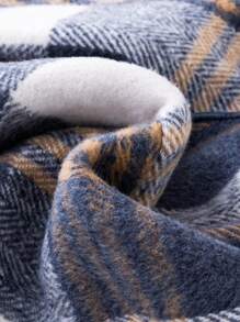 男嬰羊絨領口雙排釦毛絨內襯格紋花呢外套 - 彩色 - 查看 6