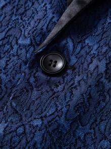 Manfinity Mode Men Jacquard Peak Collar Blazer & Suit Pants Set - Blue - View 4